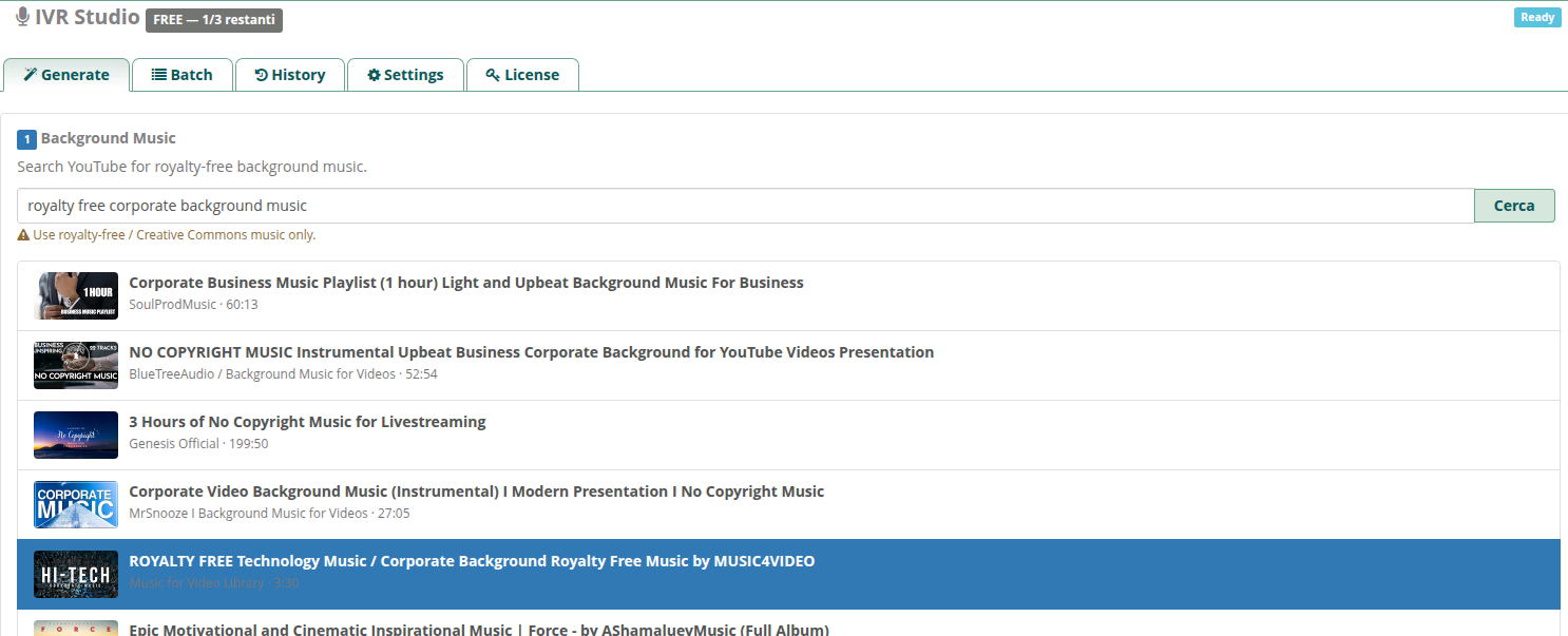 YouTube search results